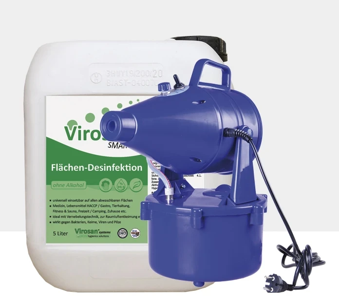 fogger blue 4000, einsatz zur kaltvernebelung und desinfektion mit virosan smart