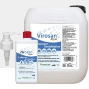 vorteilspaket virosan aqua, bestehend aus der 500 ml euroflasche, dem 5 liter kanister und einer dosierpumpe