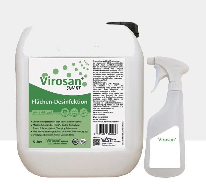 aktionsangebot virosan smart, bestehend aus dem 5 liter kanister virosan smart und einer 600 ml leerflasche zum abfüllen